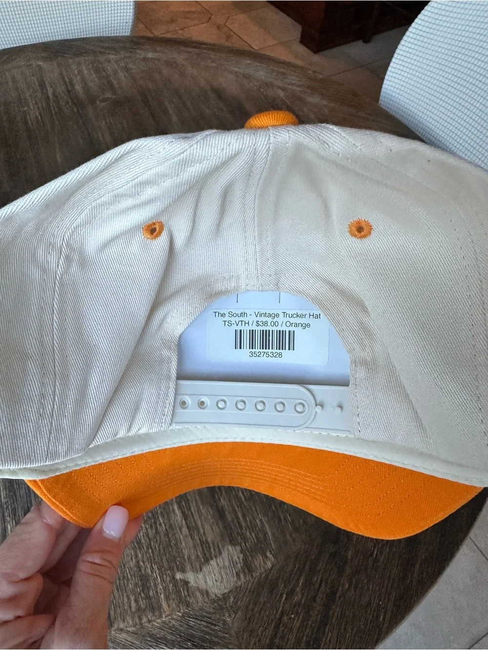 “The South” Embroidered Two-Tone Orange & White Trucker Hat